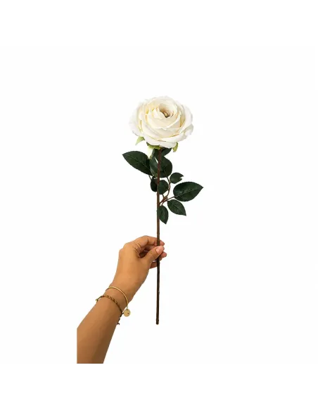 Künstliche Rose in Creme-Weiss am Stiel – ca. 74 cm