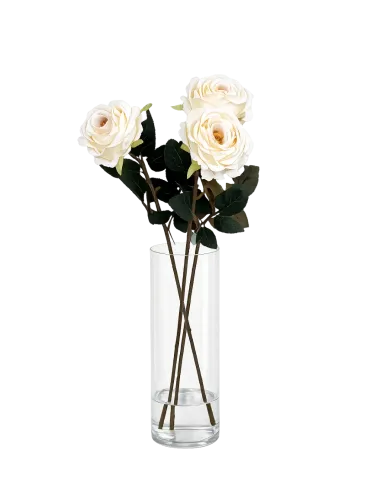 Künstliche Rose in Creme-Weiss am Stiel – ca. 74 cm