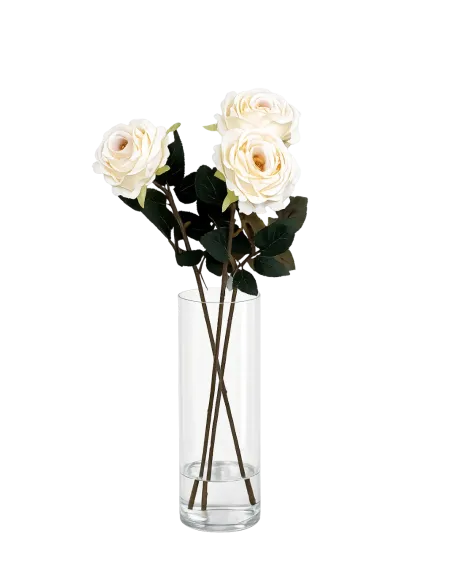 Künstliche Rose in Creme-Weiss am Stiel – ca. 74 cm