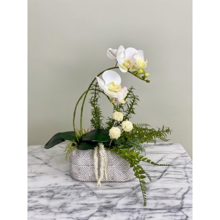 Kunstorchidee Phalaenopsis im Keramiktopf