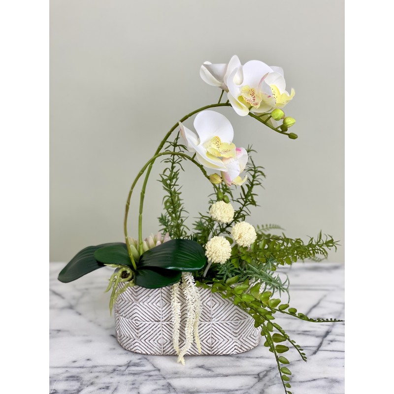 Kunstorchidee Phalaenopsis im Keramiktopf 7