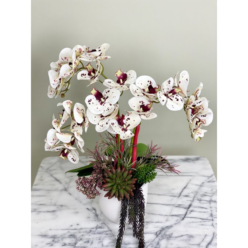 Tiger Kunstorchideen Arrangement in einer Vase 4