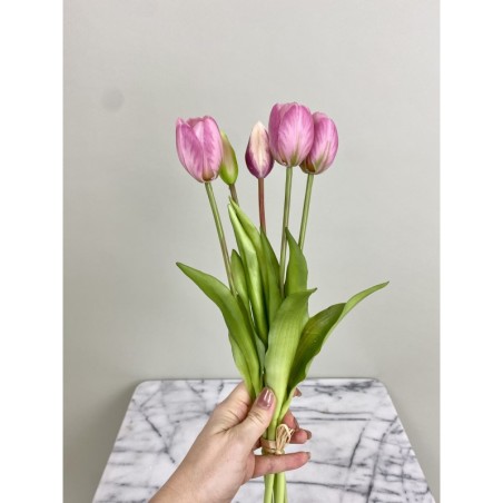 Künstliche rosa Tulpen 5er-Bund "Real Touch"
