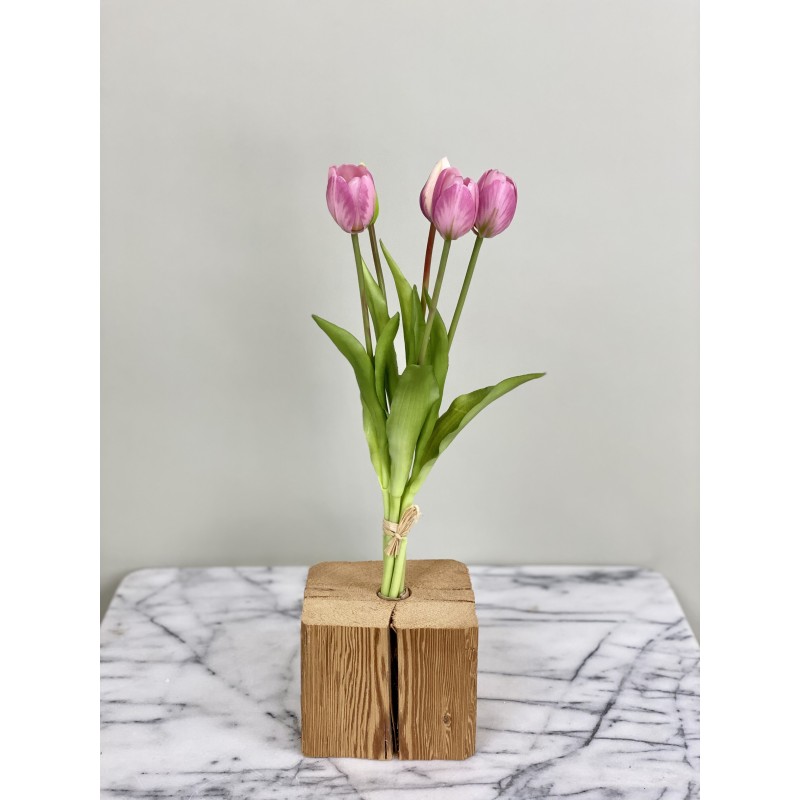Künstliche rosa Tulpen 5er-Bund "Real Touch" 4