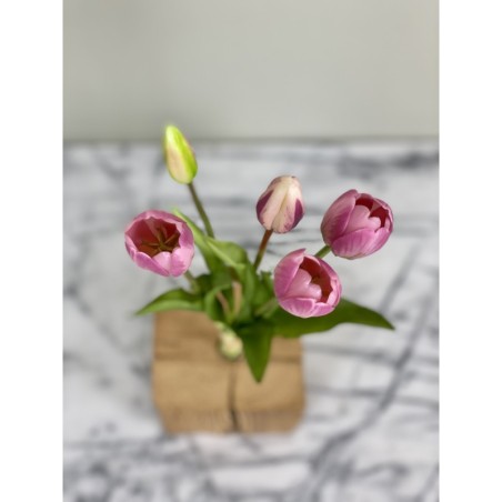 Künstliche rosa Tulpen 5er-Bund "Real Touch" 5