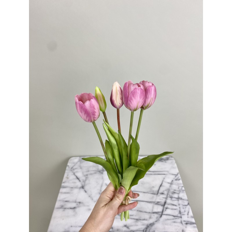 Künstliche rosa Tulpen 5er-Bund "Real Touch" 8