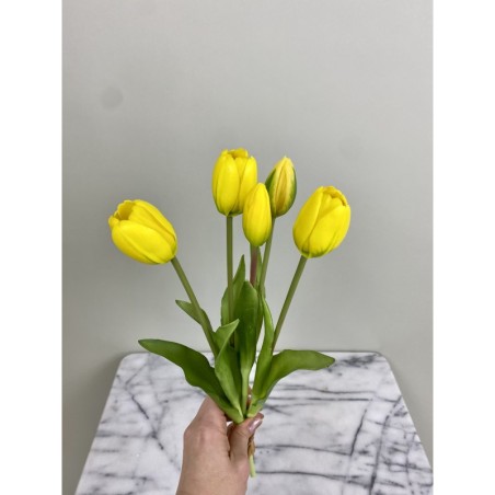 Künstliche gelbe Tulpen 5er-Bund "Real Touch"