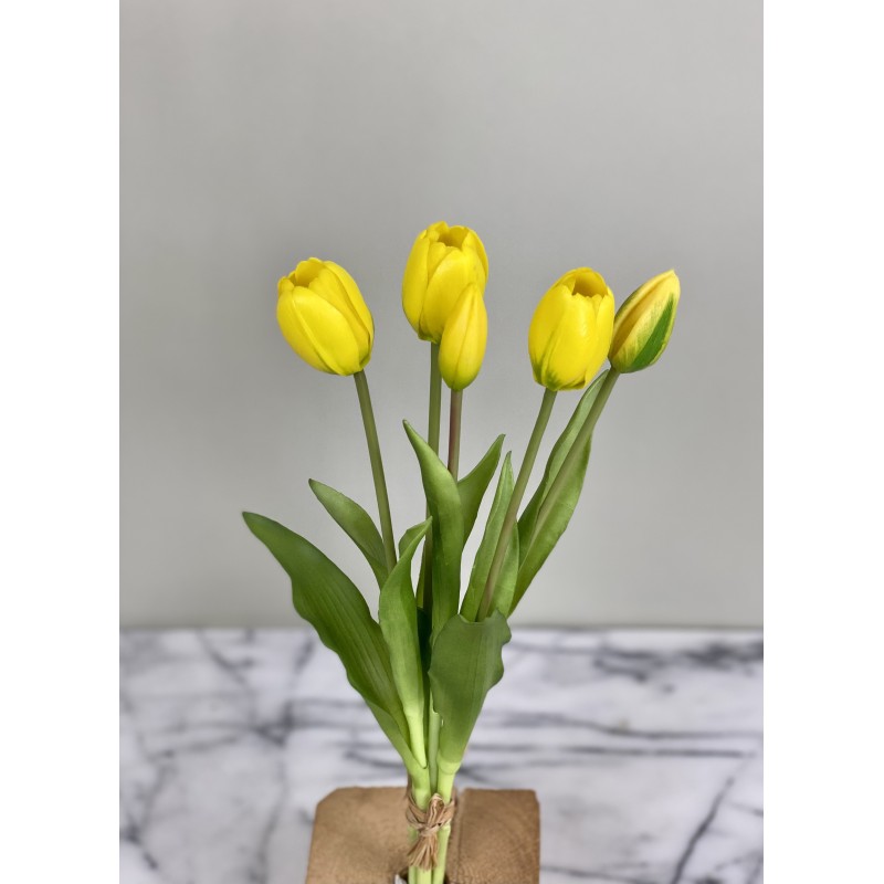 Künstliche gelbe Tulpen 5er-Bund "Real Touch" 3
