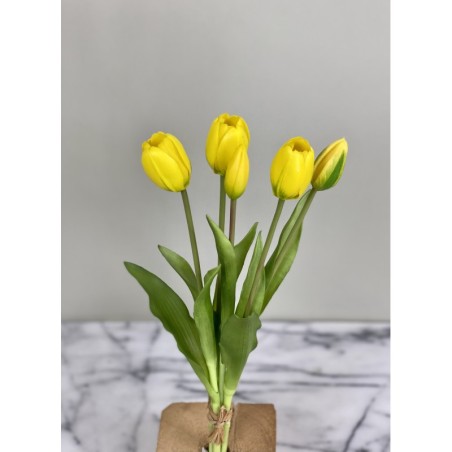 Künstliche gelbe Tulpen 5er-Bund "Real Touch" 3