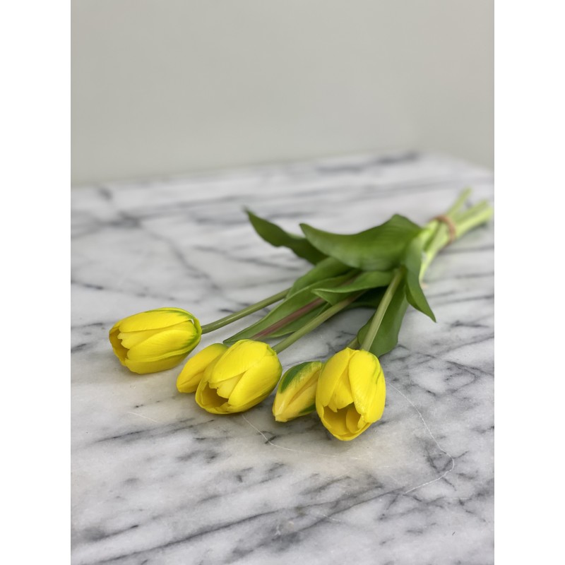 Künstliche gelbe Tulpen 5er-Bund "Real Touch" 4