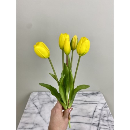 Künstliche gelbe Tulpen 5er-Bund "Real Touch" 5