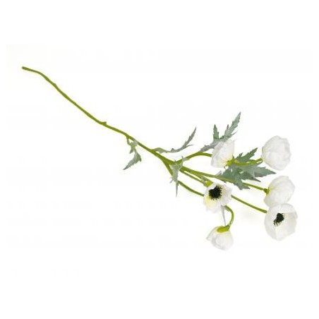 Mohnblumen - Zweig (weiss) mit 6 Blüten 5