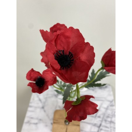 Mohnblumen - Zweig (rot) mit 6 Blüten 2