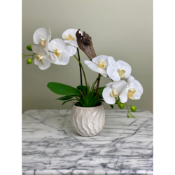 Künstliche Orchidee im Topf Weiß