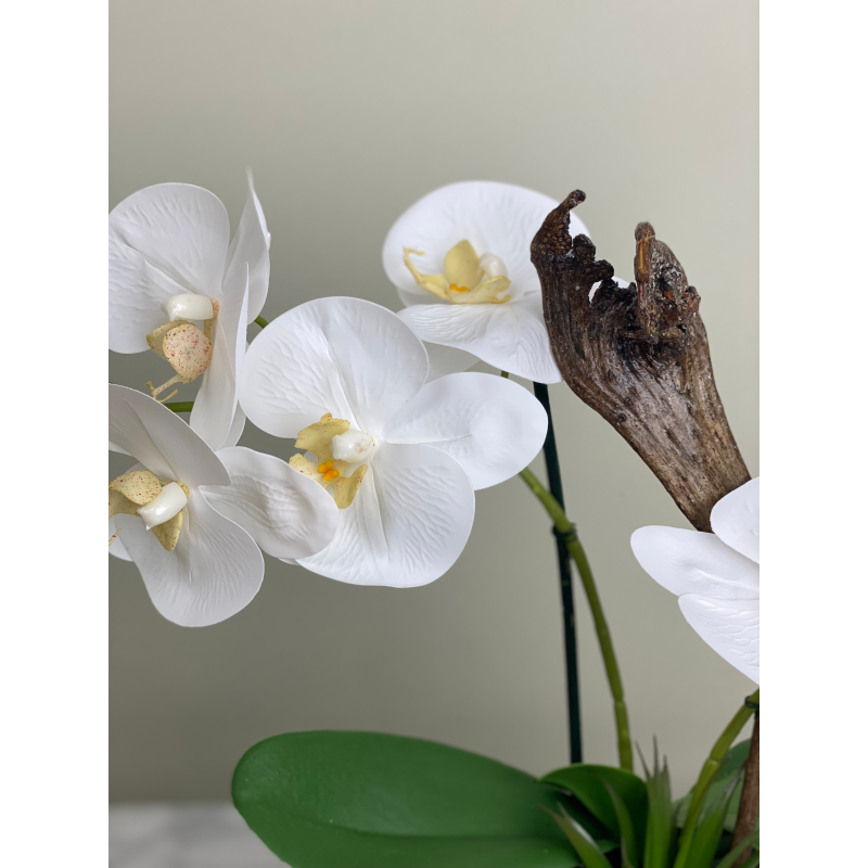 Künstliche Orchidee im Topf Weiß 3