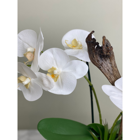 Künstliche Orchidee im Topf Weiß 3