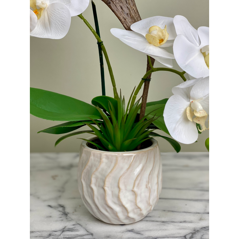 Künstliche Orchidee im Topf Weiß 4