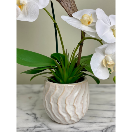Künstliche Orchidee im Topf Weiß 4