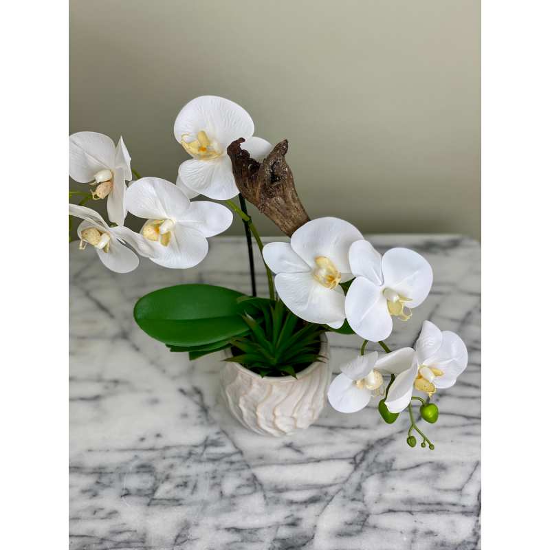 Künstliche Orchidee im Topf Weiß 5