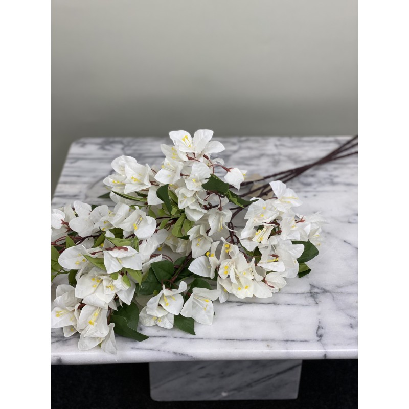 3 Kunstzweige Bougainvillea mit creme-farbenen Blüten