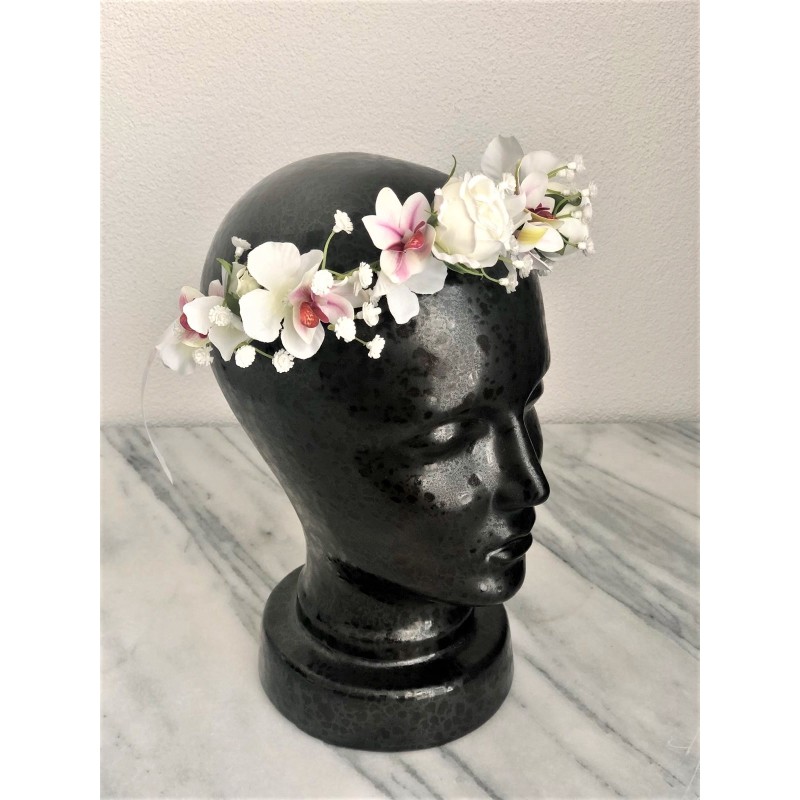 Flower Crown - Kunstblumen Krone mit Orchideen 3