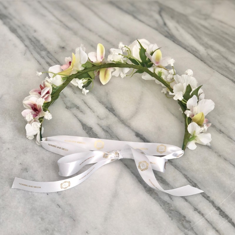 Flower Crown - Kunstblumen Krone mit Orchideen 6