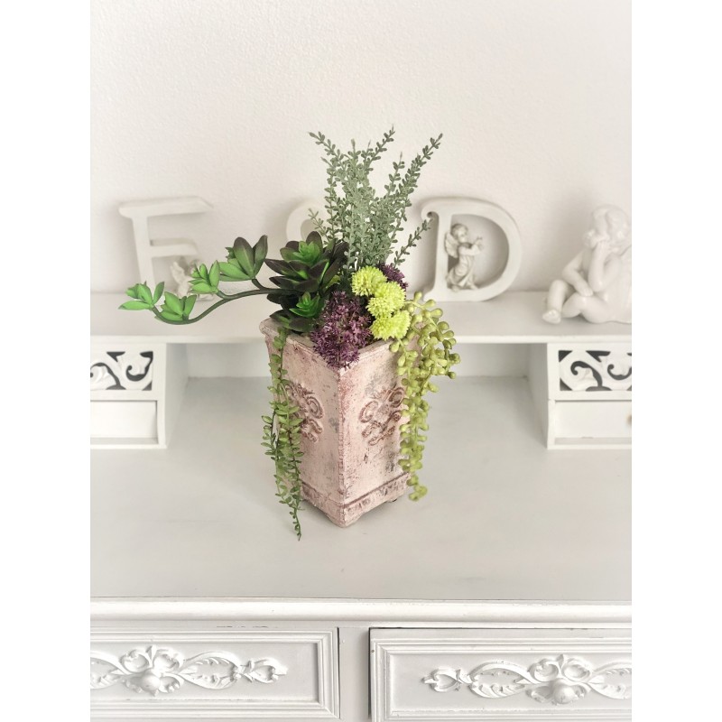 Künstliche Sukkulenten in einer Vase aus Beton 8