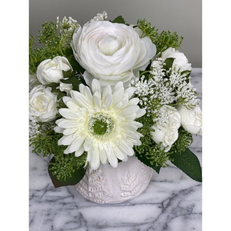 Weisses Kunstblumen Arrangement in einer Vase befestigt 6