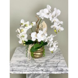Orchideen Arrangement in einer goldenen Vase 2