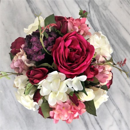 Seidenblumen Arrangement in einer Vase (silber) 5